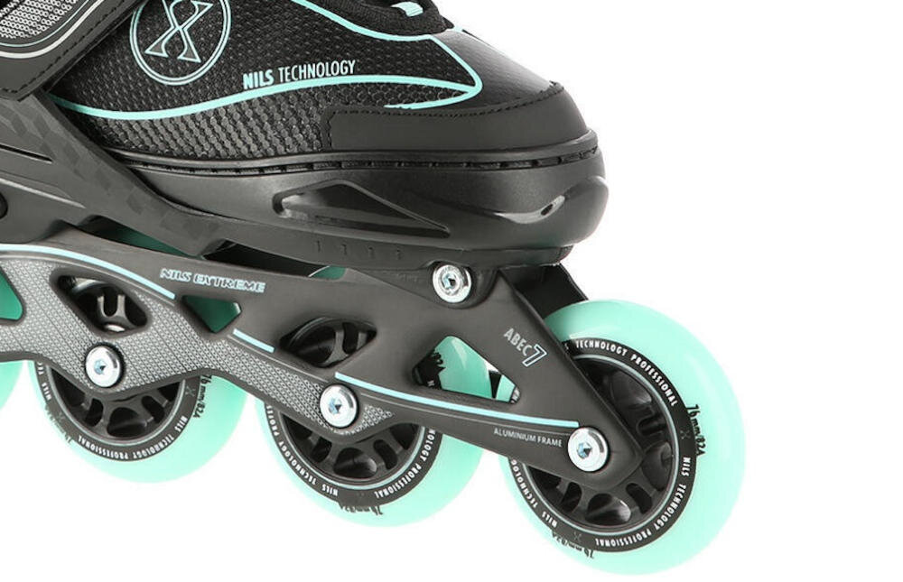 NILS EXTREME łyżworolki miękkie kółka przyczepność podłoże drgania konfiguracja zwrotność