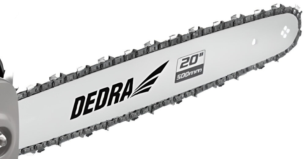 Piła spalinowa DEDRA DED8713 do typowych prac wycinkowych do niezwykle precyzyjnych zadan specjalnych prowadnica dlugosc 50 cm lancuch z podzialka 3/8 cala automatyczny hamulec