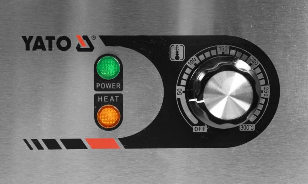 Grill elektryczny YATO YG-04585 moc 3000 W szybkie rownomierne nagrzewanie regulacja temperatury w zakresie od 50 do 300˚C potencjometr pelna kontrola