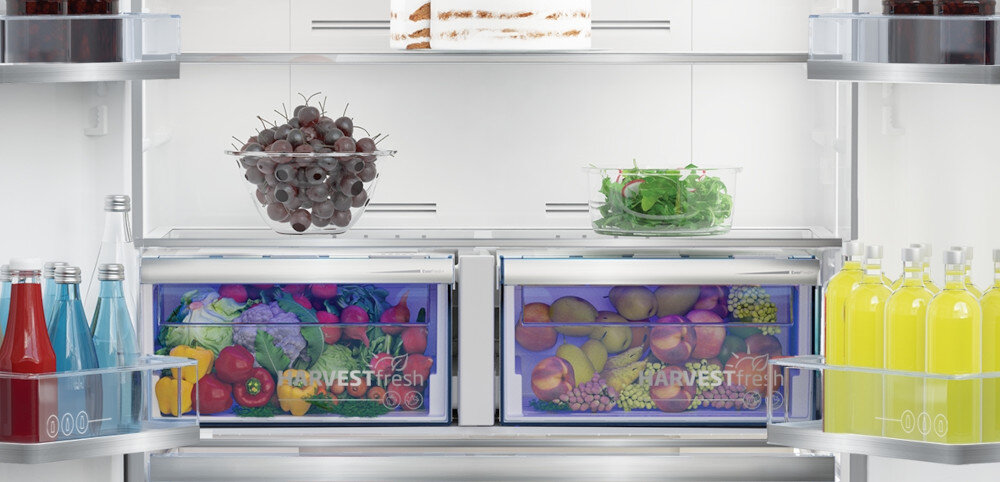 LODÓWKA BEKO GN1416240ZXN technologia HarvestFresh kolory cykl światła zielony niebieski czerwony świeżość owoce warzywa