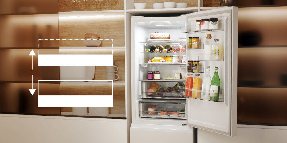 LODÓWKA HAIER HTW5618ENPW 3D balkniki Elastyczny układ butelki puszki napoje dodatkowe miejsce zmiana konfiguracji