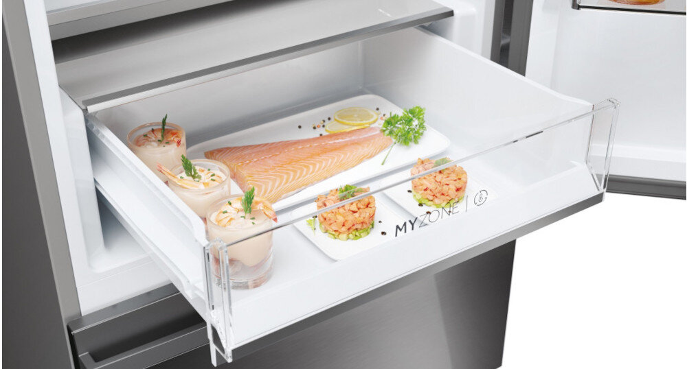 LODÓWKA HAIER HTW5618ENPW 3D funkcja kontrola temperatura od -3°C do +5°C Regulacja My Zone owoce warzywa świeżość