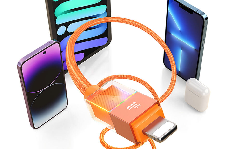 Kabel USB-C - Lightning USAMS U93 30W 1.2 m Pomarańczowy, usams u93 30w usb c wytrzymaly pomaranczowy kabel tpu pvc 1.2m
