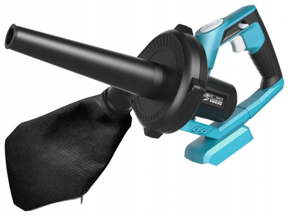 Odkurzacz do liści DEDRA DED7072 akumulatorowy praktyczne i funkcjonalne urządzenie do dmuchania funkcjonalna i przemyślana konstrukcja znakimita wydajność dwa tryb pracy tryb zdmuchiwania tryb odkurzacza ergonomiczna rękojeść