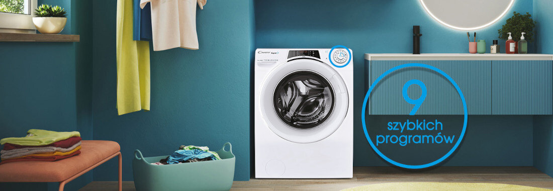 Pralko-suszarka CANDY ROW4966DWMCT/1-S czas 9 szybkich programow