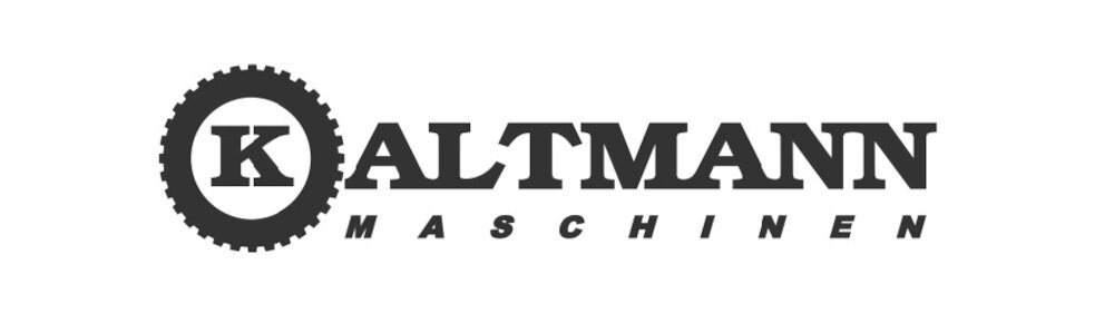 Logo z napisem \'KALTMANN MASCHINEN\', gdzie litera \'K\' jest umieszczona wewnątrz zębatki.