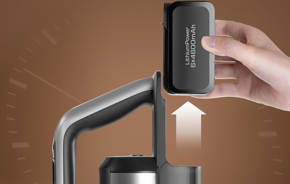 Odkurzacz JIMMY PW11 z aktywnym mopowaniem akumulator pojemność 4000 mAh do 75 minut wymienna bateria przedłuzenie czasu pracy do większych powierzchni codzienne sprzątanie elastyczność niezależność 