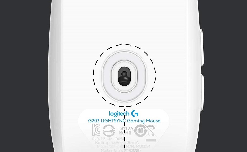 Mysz LOGITECH G203 Biały - czujnik 