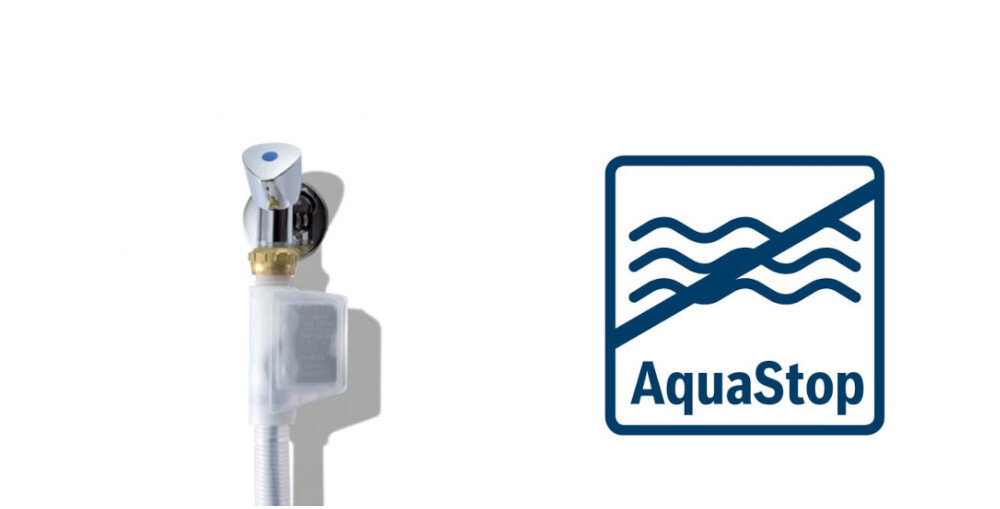 Zmywarka BOSCH SMS2HTI06E wizualizacja kurek podłączenie zabezpieczenie ikona znaczek ochrona przed zalaniem bezpieczeństwo woda wyciek blokada