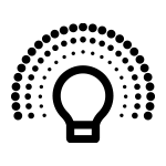 Czarna ikona przedstawiająca żarówkę z promieniami rozchodzącymi się dookoła.