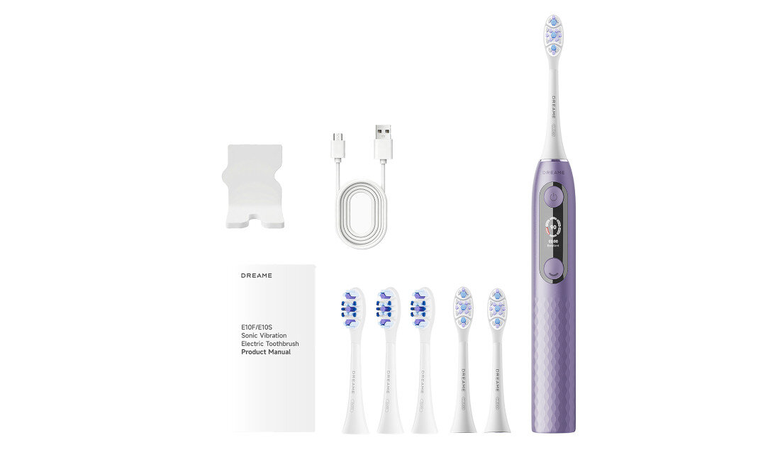 Szczoteczka soniczna DREAME E10F Set Fioletowy zestaw akcesoria komplet wyposażenie