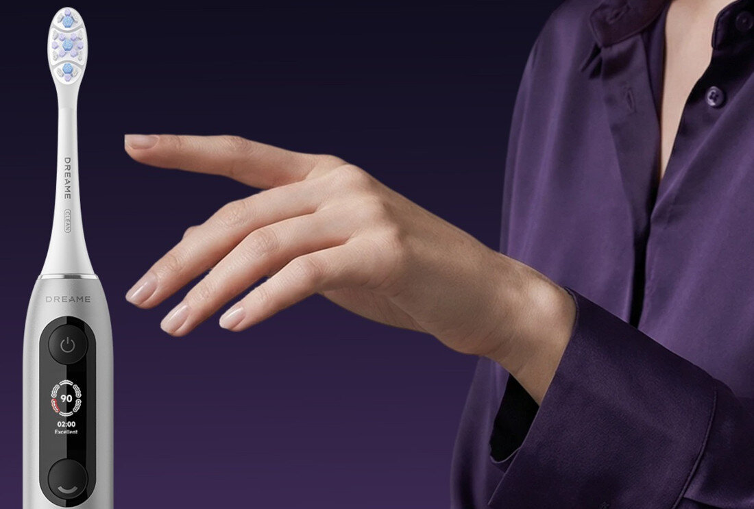 Szczoteczka soniczna DREAME E10F Set Fioletowy komfort użytkowania z materiałów antybakteryjnych  Amortyzowana główka z powłoką gumową 