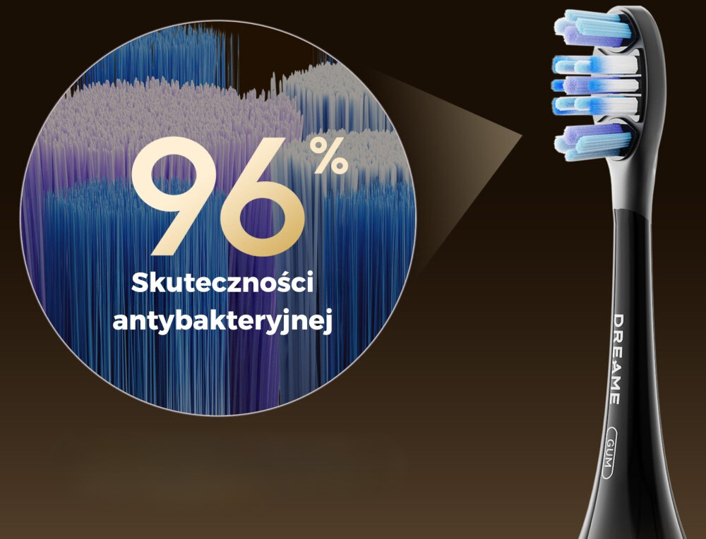 Szczoteczka soniczna DREAME NB01 Czarny  Higieniczna i komfortowa główka Włókna o skuteczności antybakteryjnej do 96% Amortyzowana konstrukcja z gumową powłoką zdjęcie lifestyle prezentacja główki zbliżenie na włókna