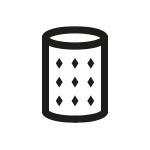 Czarny symbol przedstawiający walec z diamentowymi kształtami na powierzchni.