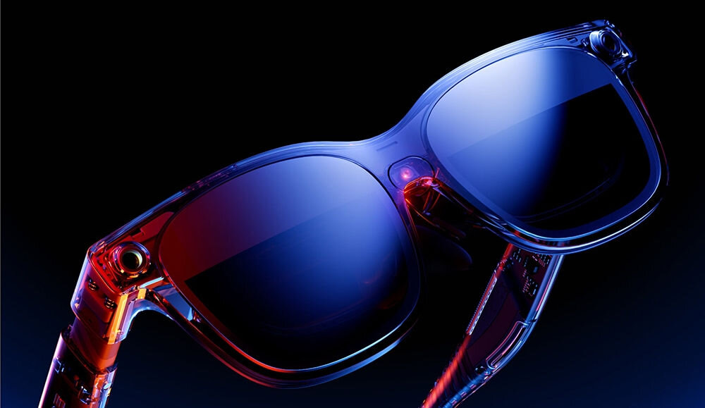 Okulary VITURE XR Luma Ultra Czarny Zbliżenie na okulary VR na ciemnym tle wygoda regulowane ramiona elastyczne zauszniki trzy rozmiary ergonomicznych nosków