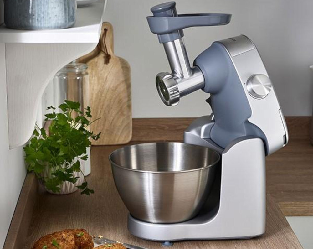 Robot kuchenny planetarny KENWOOD KHC29A.X0SI Prospero+ (1000W) z wagą, blenderem kielichowym i maszynką do mięsa mielenie sita średnica