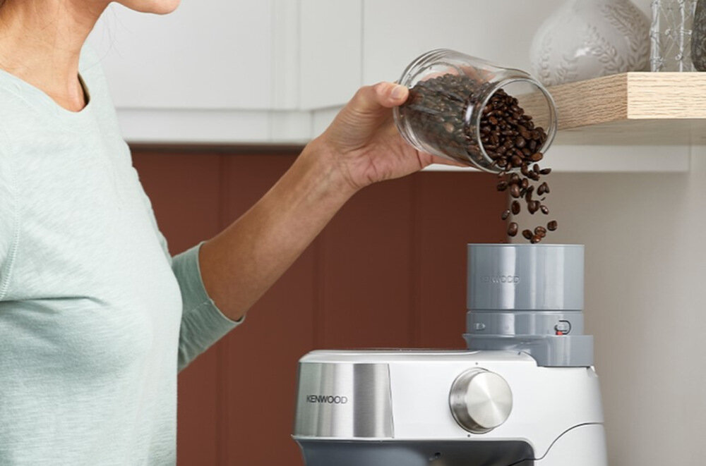 Robot kuchenny planetarny KENWOOD KHC29A.X0SI Prospero+ (1000W) z wagą, blenderem kielichowym i maszynką do mięsa młynek uniwersalność twarde składniki