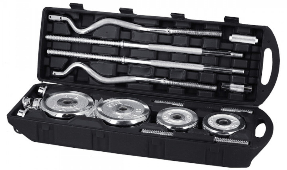 Zestaw hantli HMS STC50 gryf chromowana powierzchnia zabezpieczenie