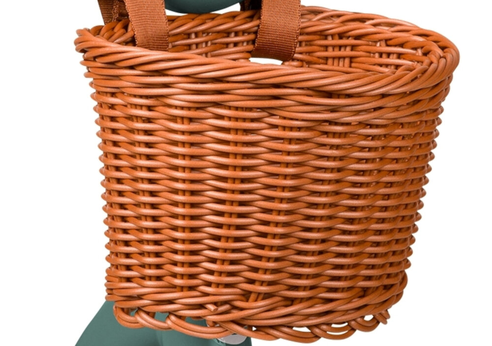 Rowerek biegowy LIONELO Alex Plus Zielony zbliżenie na koszyk praktyczny koszyk dodatkowy element wspierający samodzielność dziecka funkcjonalność