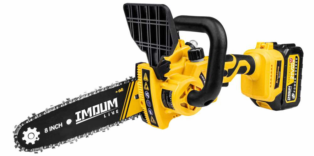 Piła akumulatorowa IMOUM DLJ08, Bezpieczeństwo użytkowania, Piła przedstawiona od frontu, prawo skos