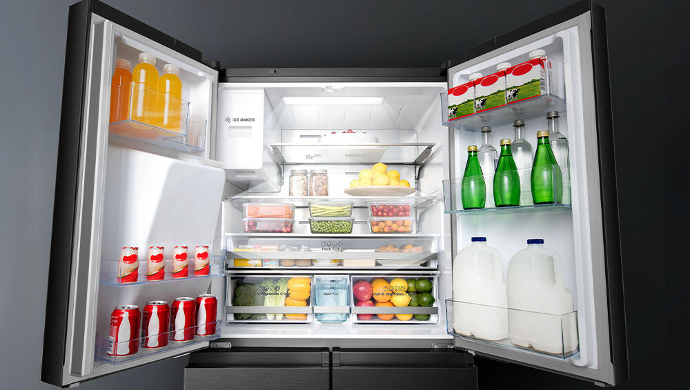 LODÓWKA HISENSE RQ760N4AFF sterowanie elektroniczne panel ustawienia funkcje kostki lodu mrożenie woda dyspenser