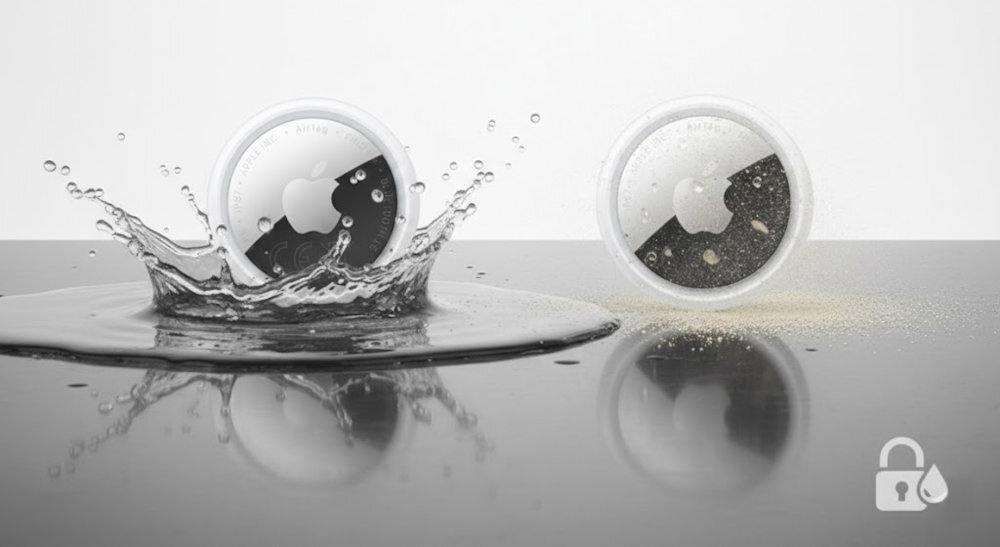 APPLE AirTag 2 Gen Konstrukcja AirTaga normę IP67 odporność na wodę i pył - airtag odporny na wodę i kurz