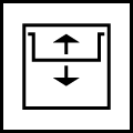 Czarny symbol przedstawiający prostokąt z dwiema strzałkami skierowanymi w przeciwnych kierunkach, jedna w górę, druga w dół.