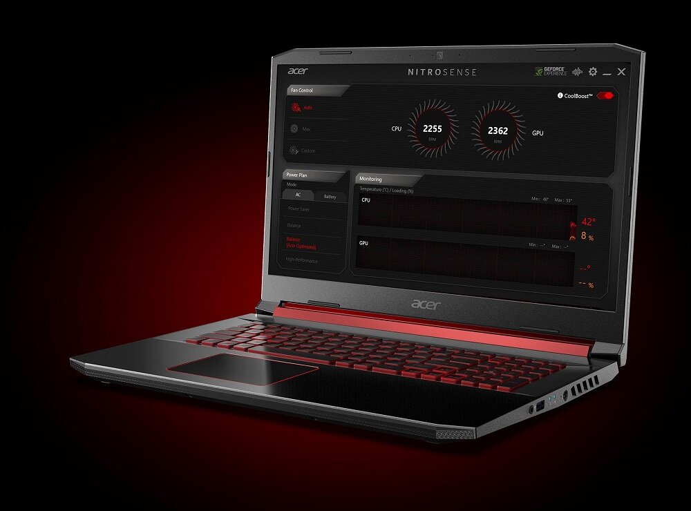Laptop ACER Nitro 5 AN517-51 system chłodzenia NitroSense CoolBoost dwa wentylatory