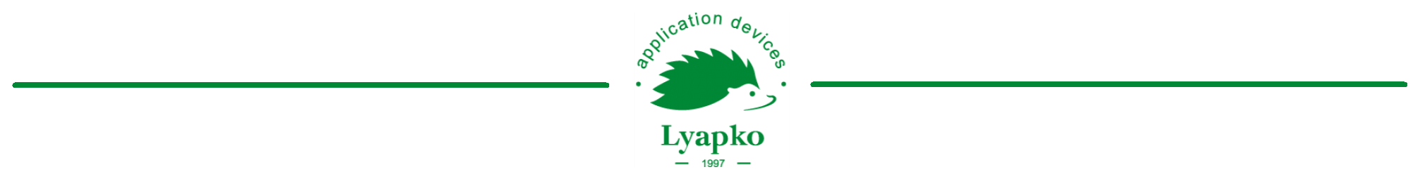 Logo z zielonym liściem i napisem \'Application devices Lyapko\'.