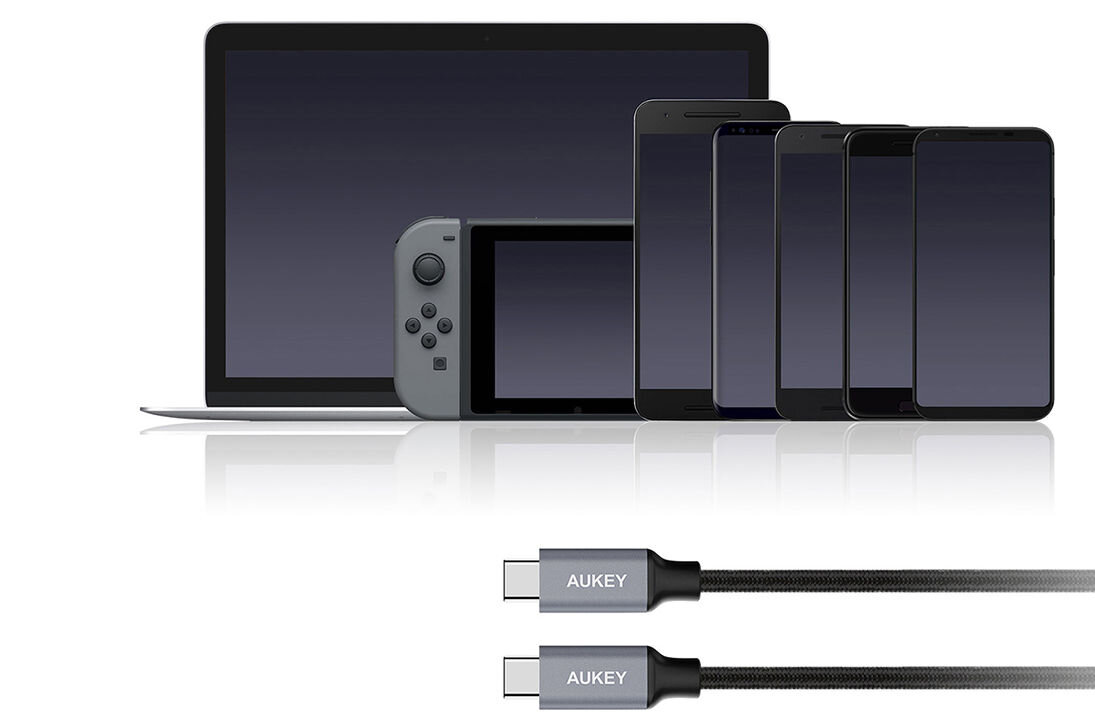 Kabel USB - USB-C AUKEY 1 m kompatybilny z Android iOS Apple Samsung Huawei One Plus Honor Xiaomi