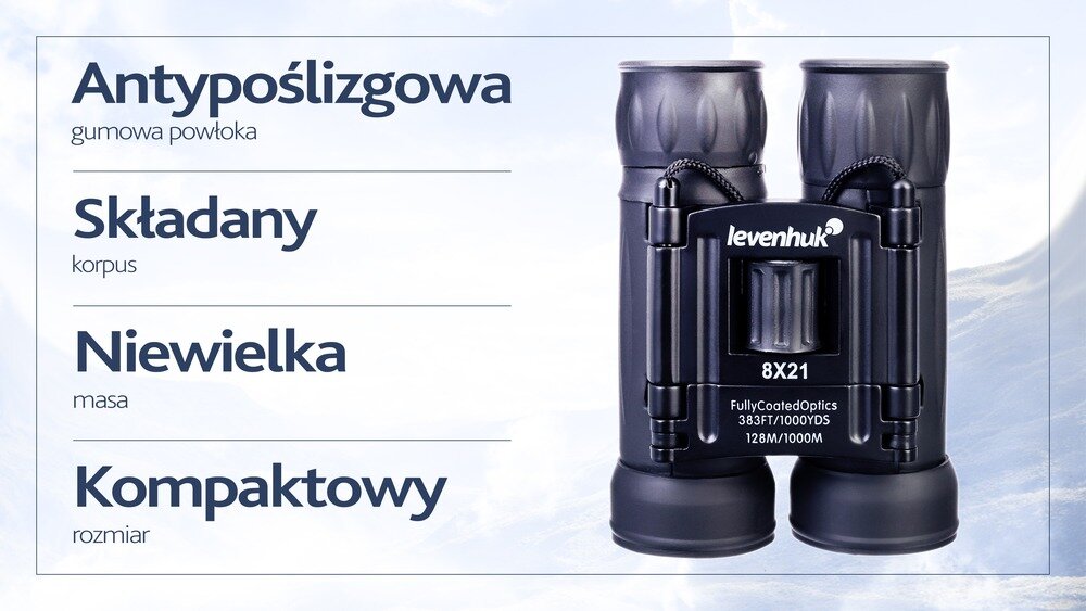 Lornetka LEVENHUK Atom 8x21 Składany korpus wga wymiary  