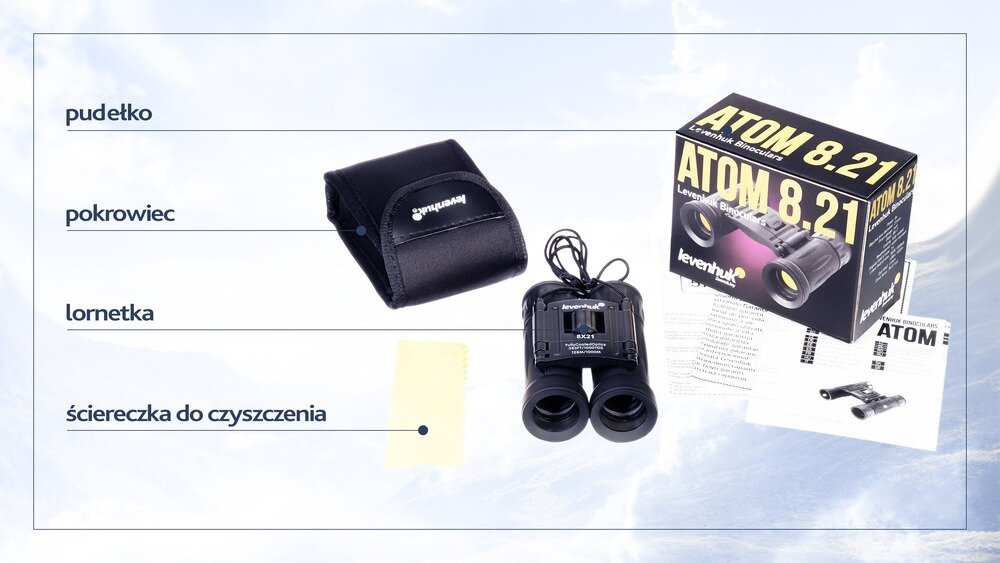 Lornetka LEVENHUK Atom 8x21 Akcesoria 