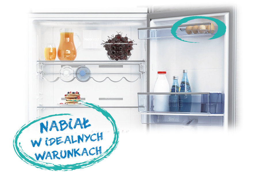 Lodówka BEKO RCSA225K21W - Półki na nabiał