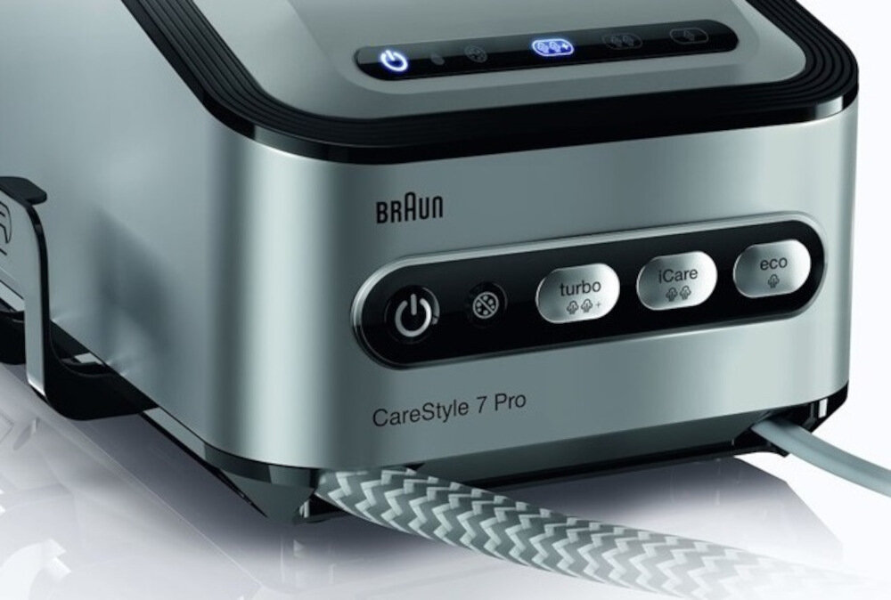 Generator pary Braun CareStyle 7 IS 7156 BK system Fast Clean zapalenie sygnalizacji na panelu LED