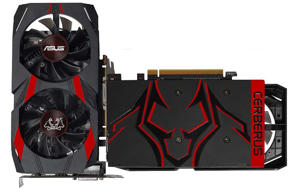 Karta graficzna ASUS Cerberus GeForce GTX 1050Ti OC 4GB - wygląd ogólny wysoka jakość duży zasób pamięci GDDR5 gaming booster półpasywny system chłodzenia
