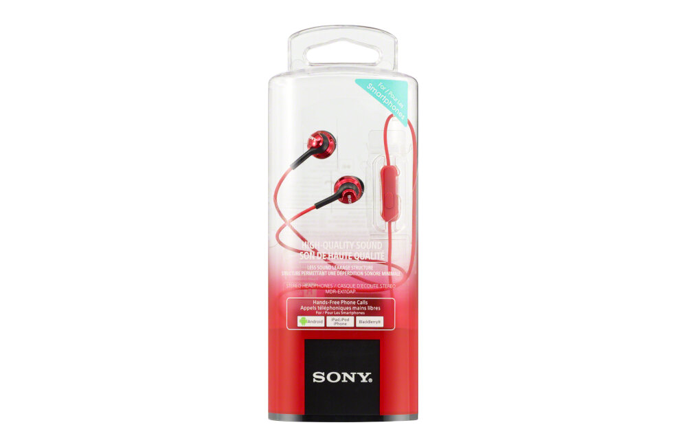 SŁUCHAWKI SONY MDREX110APR.CE7 DOUSZNE Z MIKROFONEM CZERWONE mikrofon