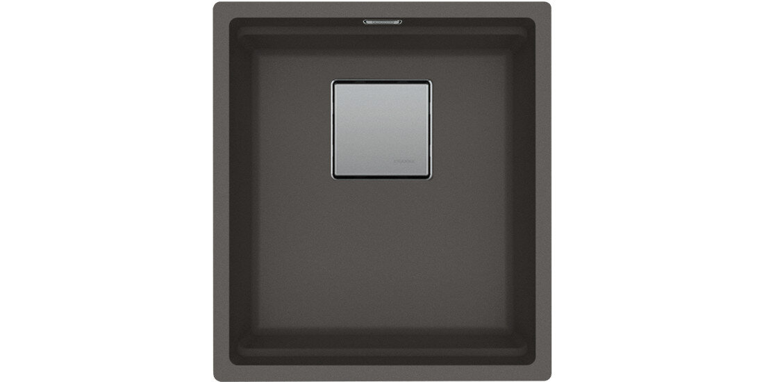Zlewozmywak jednokomorowy FRANKE Kanon KNG Pro 110-37 125.0749.649 Łupkowy szary 41x46 trwałość i elegancja z materiału Fragranite odporność na plamy, przebarwienia i uderzenia z eleganckim wyglądem kwarc zdjęcie na białym tle od góry
