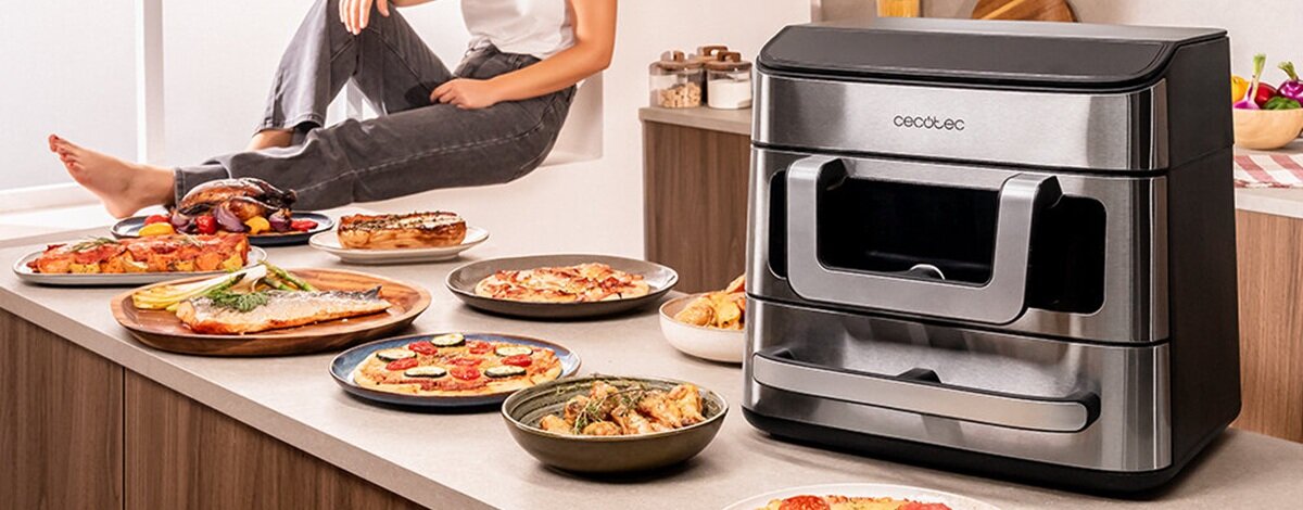 Ten sprzęt to dwa w jednym. Air Fryer Cecofry FoodCourt 18000 4Pizza daje dużą swobodę w kuchni Air Fryer Cecofry