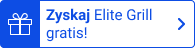 emblemat z ilustracją prezentu na niebieskim tle obok na białym tle znajduje się napis zyskaj elite grill gratis!
