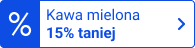 emblemat z napisem kawa mielona 15% taniej