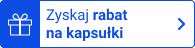 emblemat z niebieskim napisem zyskaj rabat na kapsułki