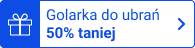 emblemat z niebieskim napisem golarka do ubrań 50% taniej