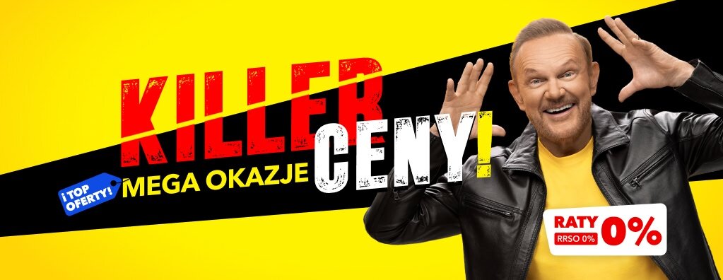 Czerowny plakt z żółtym tłem, na środku procent.Lekkie raty łatwe do spłaty 