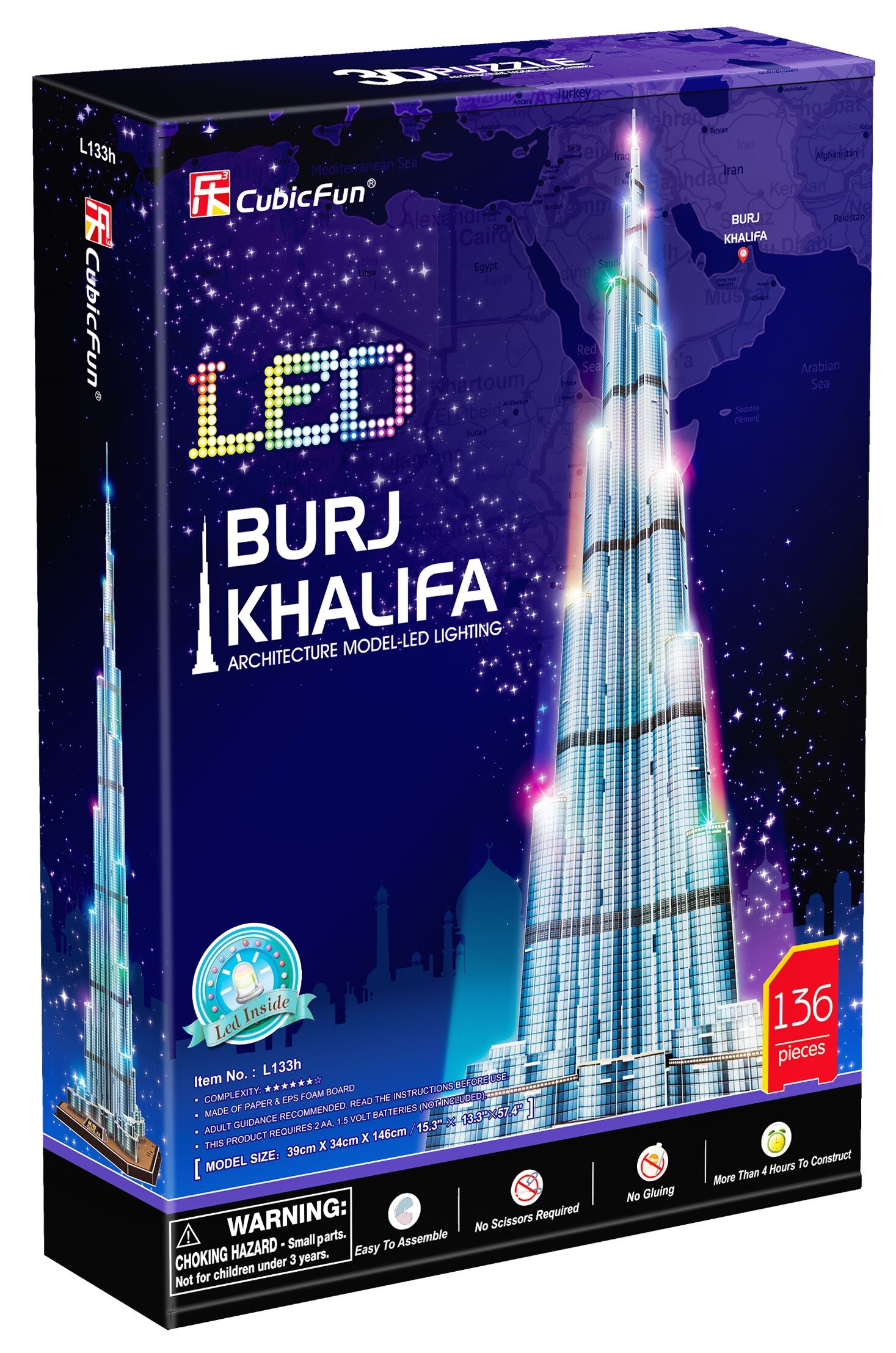 CUBIC FUN LED Burj Khalifa L133H (136 elementów) Puzzle 3D niskie