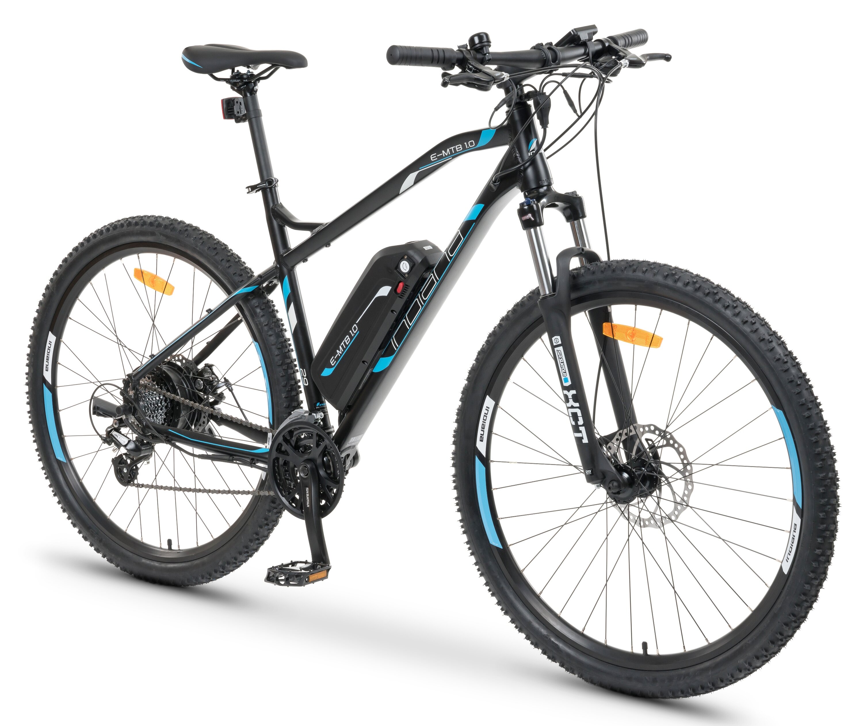 INDIANA EMTB 1.0 M19 29 cali męski Czarnoniebieski Rower elektryczny