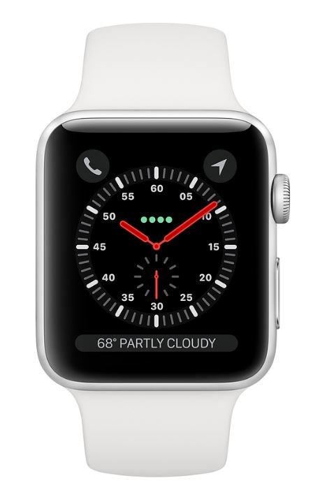 APPLE Watch 3 GPS + Cellular 38mm koperta z aluminium (srebrny) + pasek  sportowy (biały)