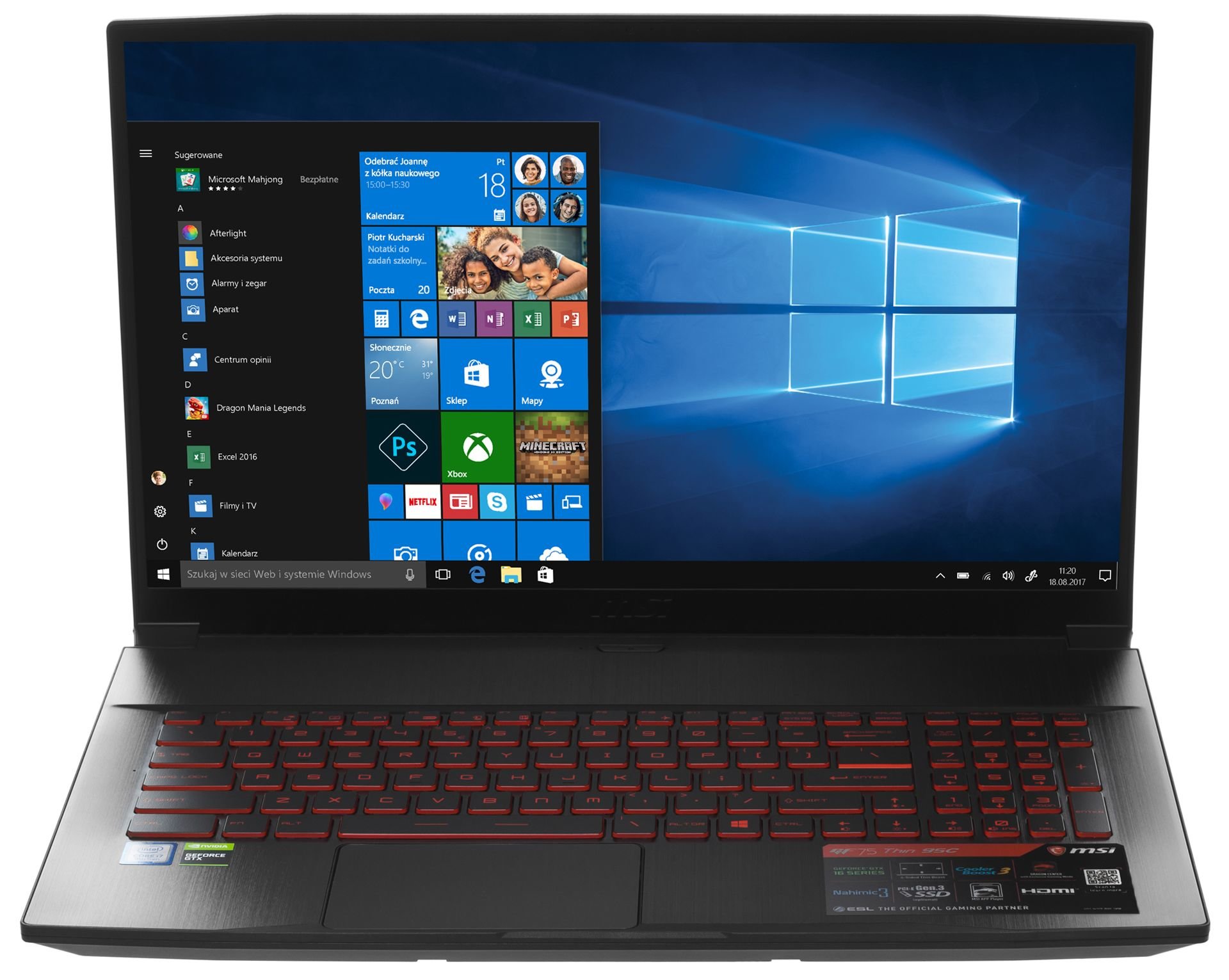 MSI GF75 Thin 9SC i7-9750H 8GB 1000GB 256GB SSD GF-GTX1650 W10 Laptop ...
