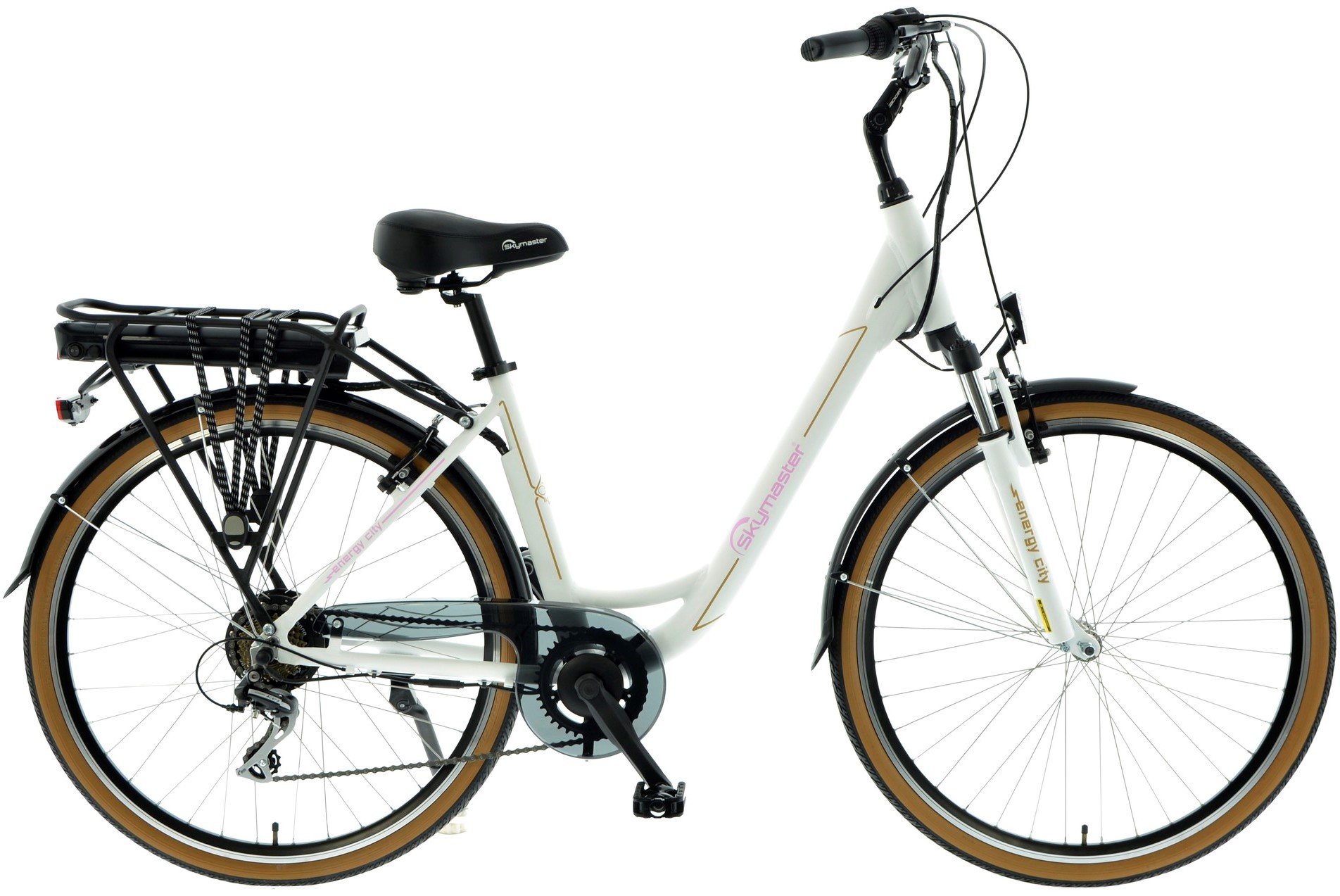 Rower elektryczny CINZIA Energy City D18 28 cali damski Biały niskie