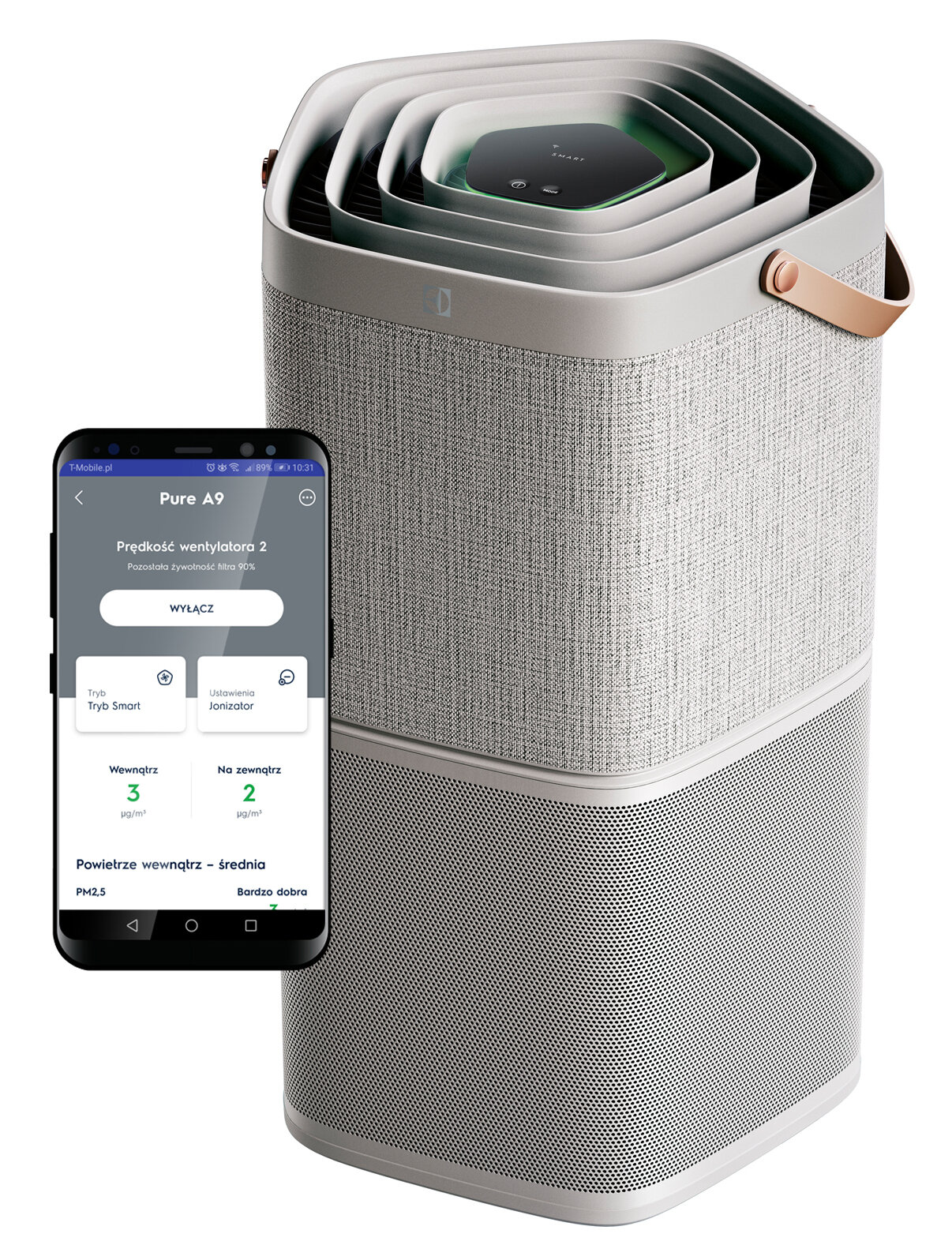 Purificatore D'Aria Electrolux PA91-404GY - Per Stanze Fino A 92 Mq, 17 Decibel, Grigio Antracite