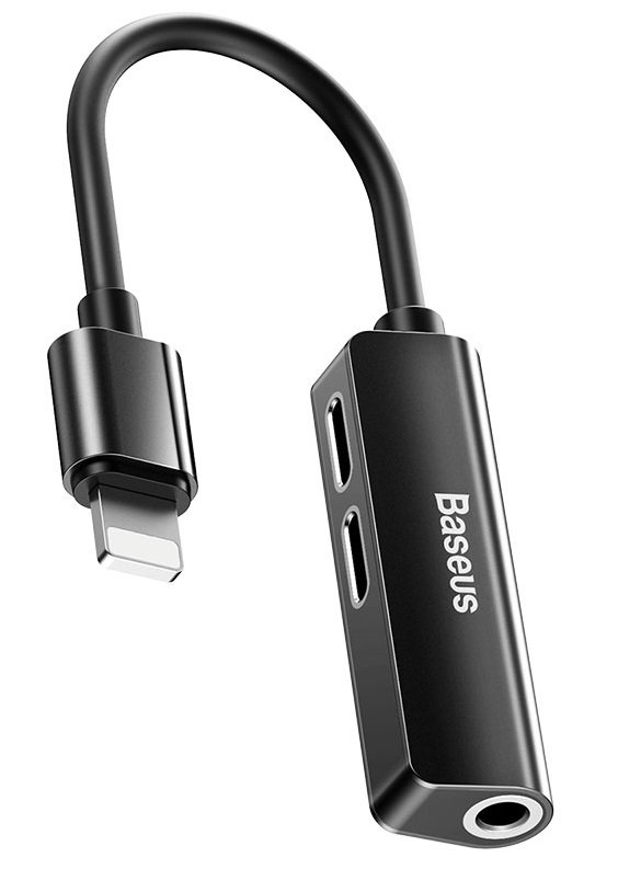 BASEUS L52 Czarny Adapter Lightning Lightning 2xJack 3.5 mm niskie ceny i opinie w Media Expert